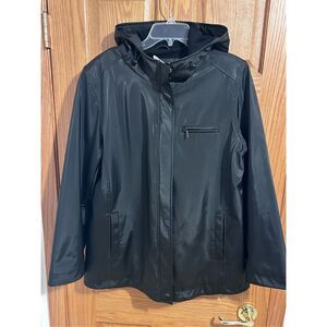 NorthCrest Women’s Black Fleece Hooded Zip Up Jacket Size M/10-12